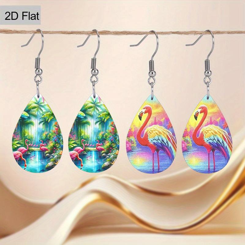 Unique Flamingo PU Leather Earrings Fashion Earrings Holiday Gifts for Friends Party Fashion Accessories Elegant Earrings Party Earrings