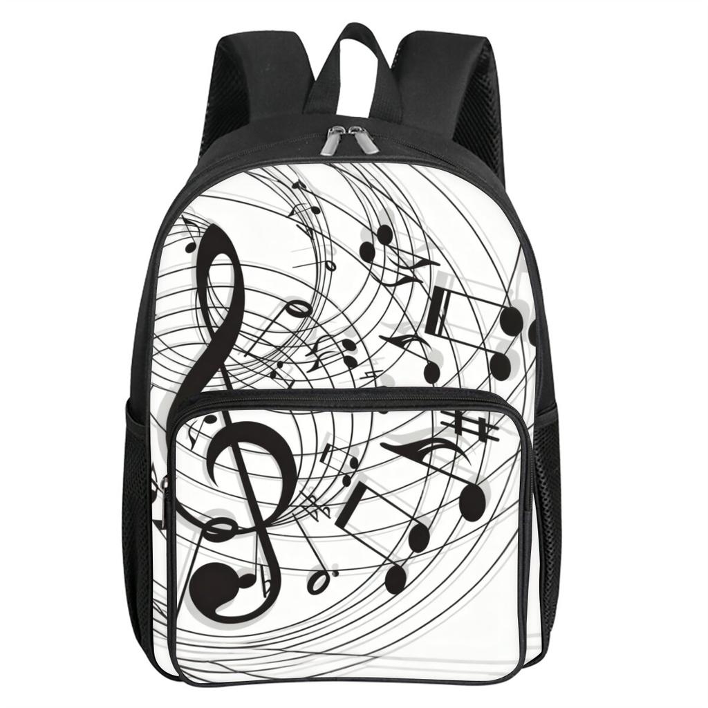 Muzieknoot Print Vierkante Voorvak Rugzak Rits Grote Capaciteit voor Jongens/Meisjes Beste Cadeau 2D Cartoon Kinderen Schooltas