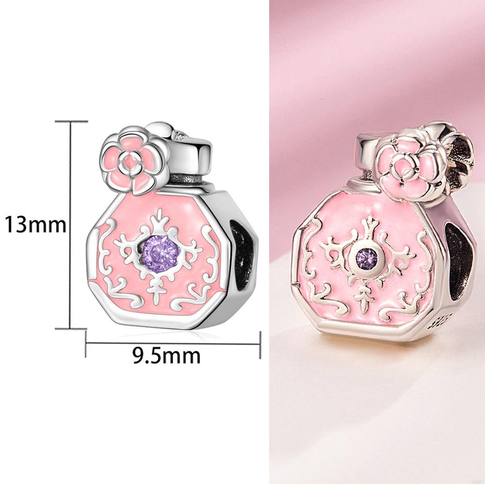 S925 Silver Royal Vintage Style Bow Perfume Bottle Violet Beaded Bracelet Necklace Handmade Jewelry Craft Accessories