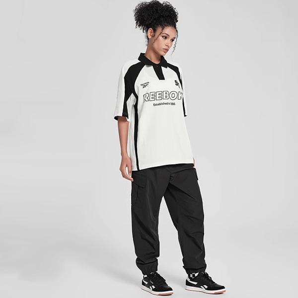 Reebok Color Block Letter Print Short Sleeve Polo Shirt Unisex Tops White 24SRM423UGW1
