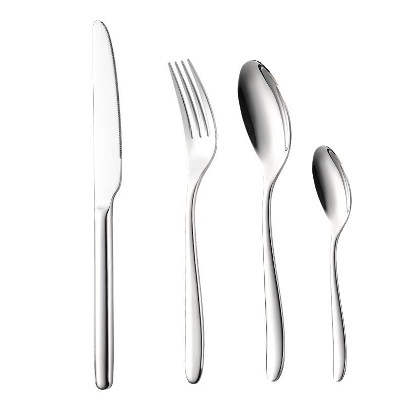 Stainless Steel 304 Cutlery Set: Fork, Spoon, Knife for Hotel, Home, Western Cuisine, Includes Soup and Coffee Spoon, Steak Knife, and Fork.