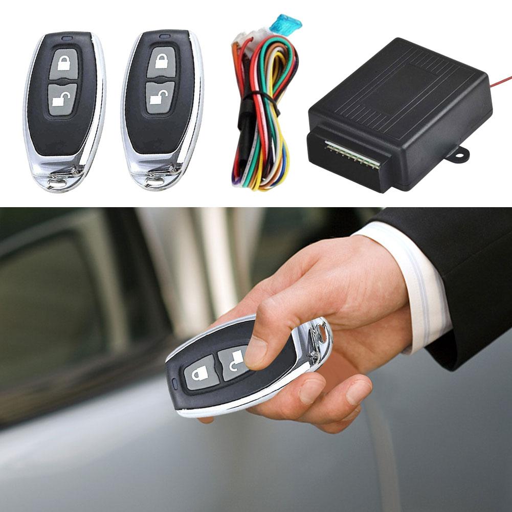 12V Car Door Lock Keyless Entry System Kit 2 Button Remote Control Auto Locking Security Keyless Entry Kit Remote Trunk Release