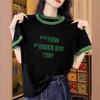 Summer New American Front Shoulder Simple Letter Printing Design Sense Color Matching Short-sleeved T-shirt Women's Casual Versatile Top