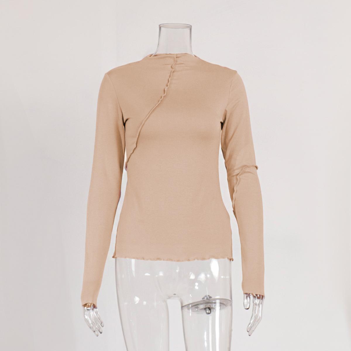 

Рубашка с высоким воротом и полувысоким воротом, осенняя женская мода, тонкий пуловер с длинным внутренним рукавом M хаки