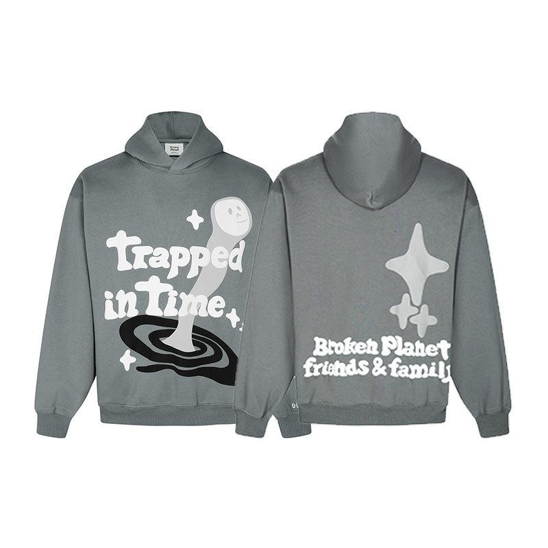 Unisex Broken Planet Print Velvet Hoodie - Trendy & Casual