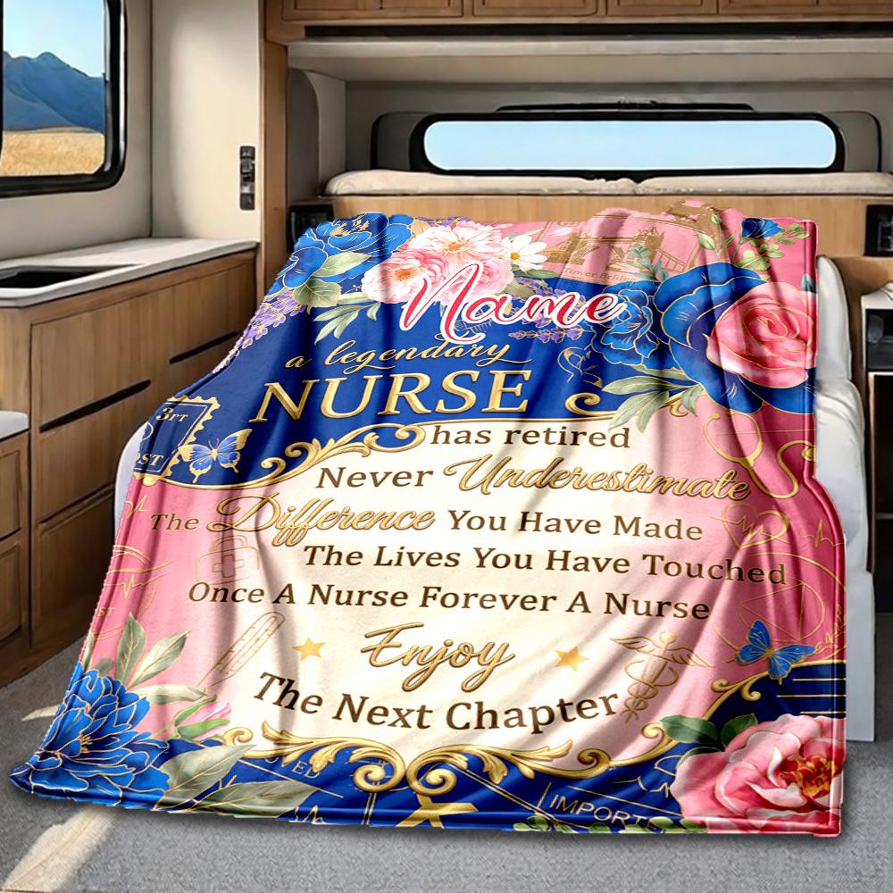 Nurse'S Legacy Blanket Personalized Name Soft Comfortable Stylish Blanket Car Blanket Perfect For Travel Camping Outdoor Home Suitable For All Seasons
