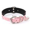Choker Heart Collar Padlock Ring PU Leather (Pink Black & Silver)