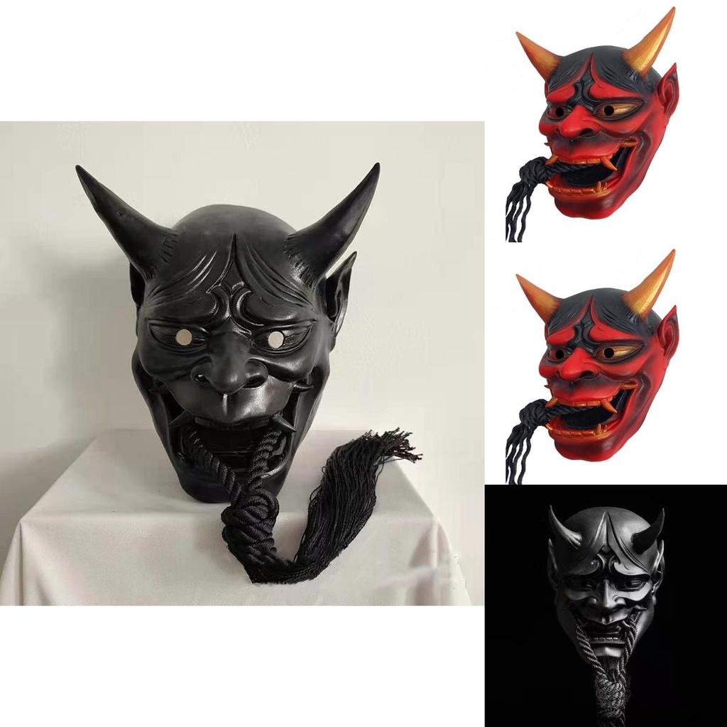 Halloween Djävul Samurai Hannya Skräck Latex Heltäckande Mask För Cosplay