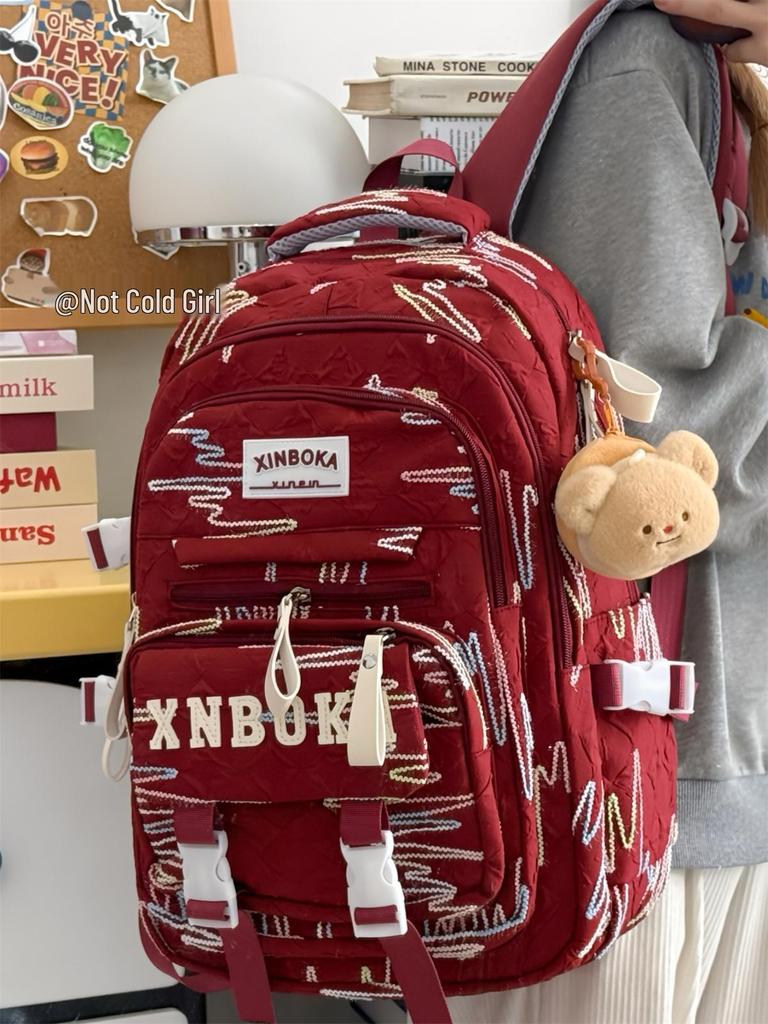 Cute Lightweight Rainbow Pleated Backpack for High School & Middle School Students