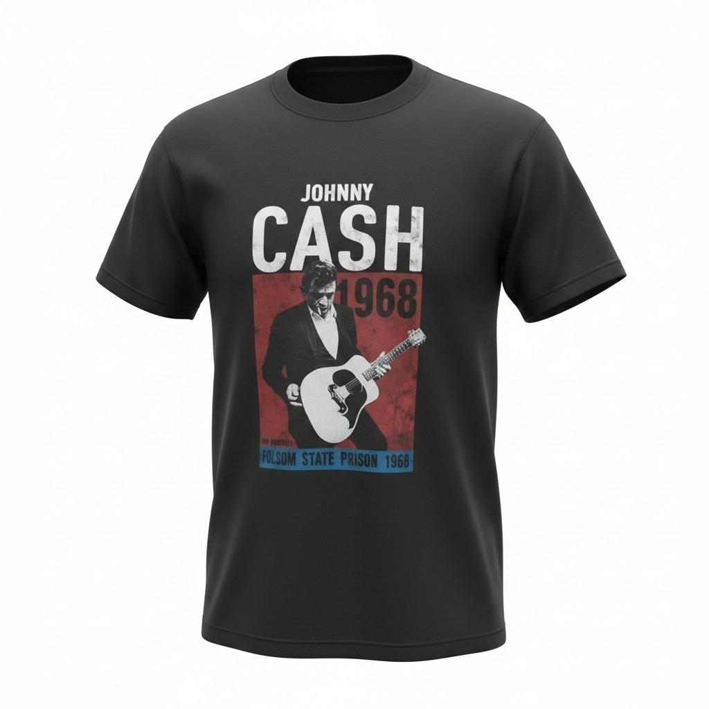 Johnny Cash Tshirt Size L Graphic Print Short Sleeve Black See Photos A1930 XL