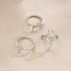 3-piece set of Personality Plain Circle Elegance Open Mouth Rings  Women Trend Party Aesthetic Jewelry Gift