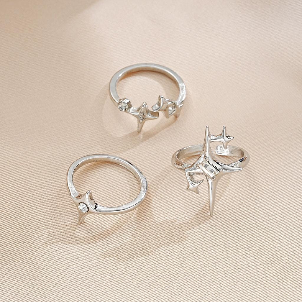 3-piece set of Personality Plain Circle Elegance Open Mouth Rings  Women Trend Party Aesthetic Jewelry Gift