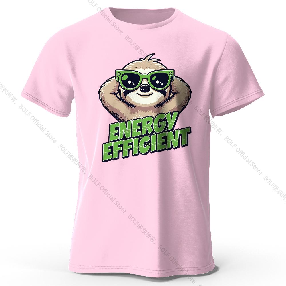 Men's Efficient Sloth Printed T-Shirt 100% Cotton Oversized Ironic Graphic Tees for Women Summer Tops Humor Streetwear