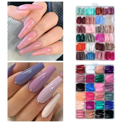 Faux ongles courts, moyens et longs, en acrylique mat, faciles à retirer et à coller, 576 pièces/boîte