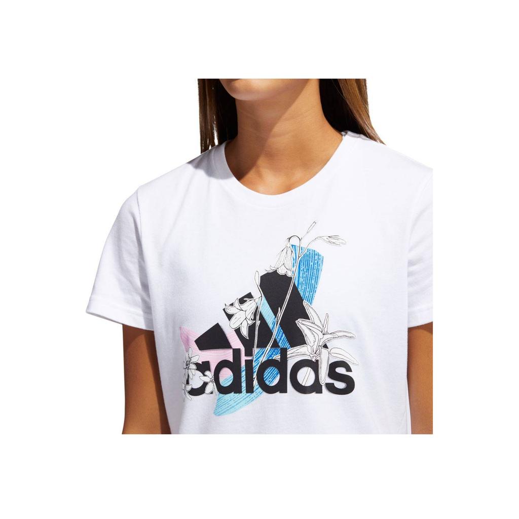 Adidas Logo Print Breathable Round Neck Short Sleeve T-Shirt Women T-Shirts White GN9151