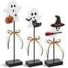 Set of 3 Specter Figurines Halloween Tabletop Decors Ghostly Charm Table Decors Wood Halloween Figures for Party Display