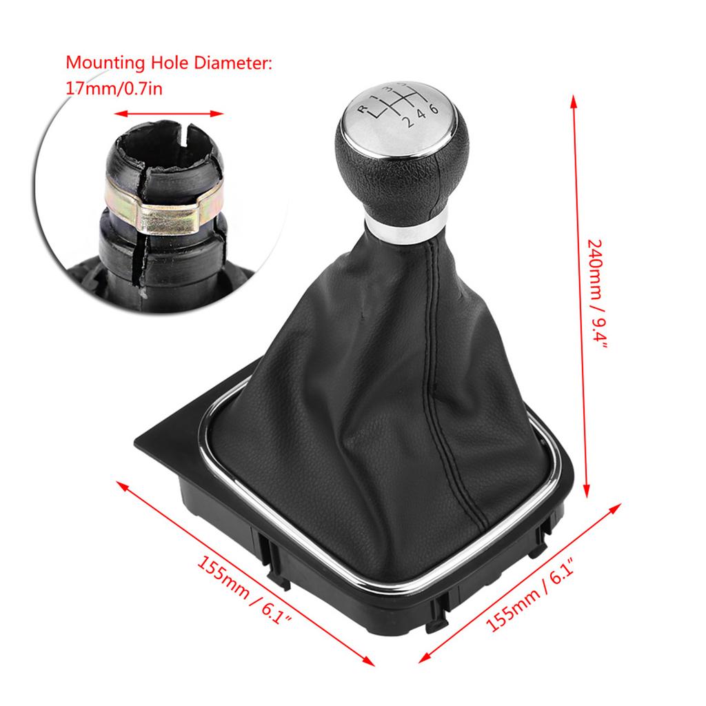 Gear Shift Knob Gaiter Cover 6 Speed Car Gear Shift Knob Lever Stick Gaitor Boot Cover for 6 MK5 MK6 2005-2014