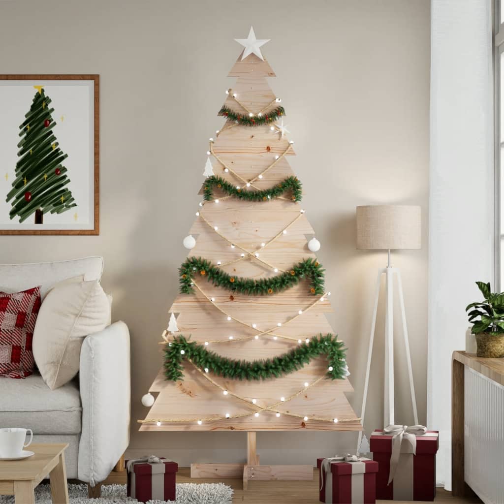 Wooden Christmas Tree for Decorating 180 Cm Solid Pine Wood