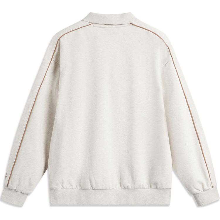 Li Ning Sports Lifestyle Series High Street American Vintage Letter Polo Neck Pullover Long Sleeve Sweatshirt Women Sweatshirt AWDUD00-1