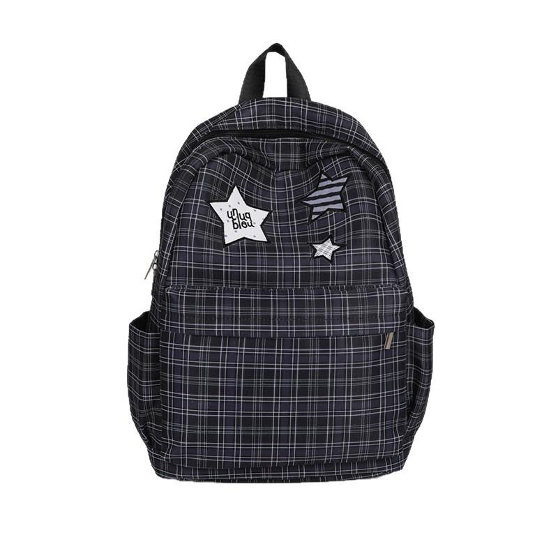 Schoolbag Japanese Plaid Backpack Female Ins New College Style Student Schoolbag Versatile Leisure Large Capacity Travel Backpack