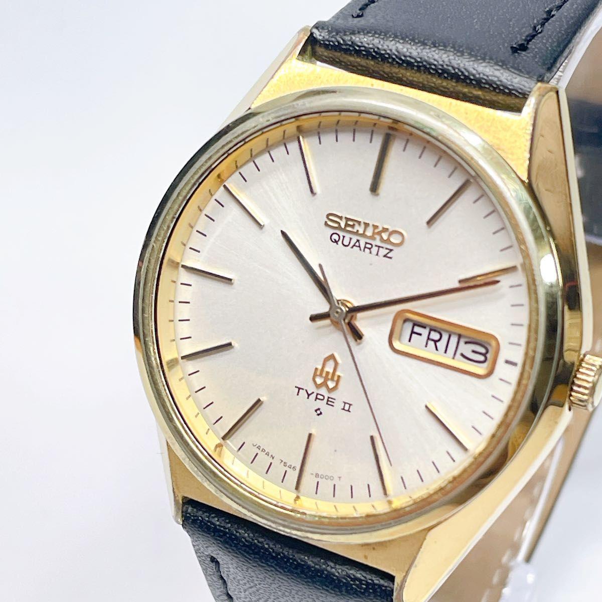 Used 81 SEIKO TYPE Men s watch Quartz New battery New external belt 81