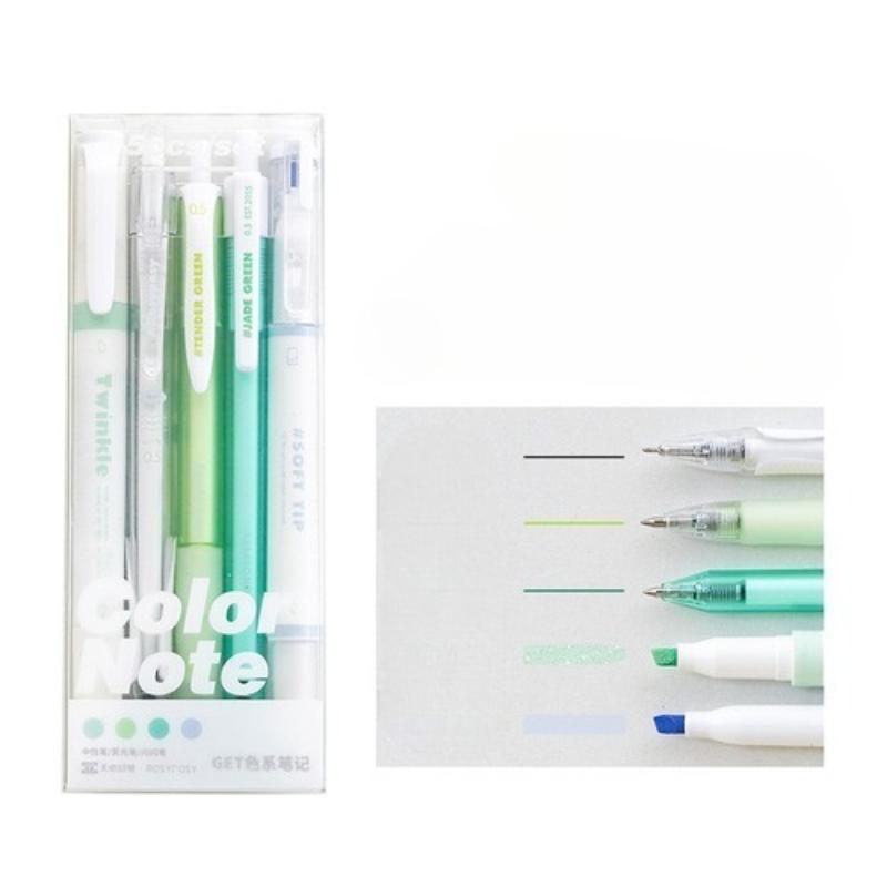 5 pièces/ensemble Ins simplicité Gel stylo coréen couleur unie 0.5MM noir mignon stylos belle papeterie stylos école étudiant/fournitures de bureau