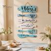 Retro Kitchen Wall Decoration Rustic Wooden Hanging Sign for Decor, Cutlery Design Dining Room Art with Inspirational Family Slogan & Lanyard