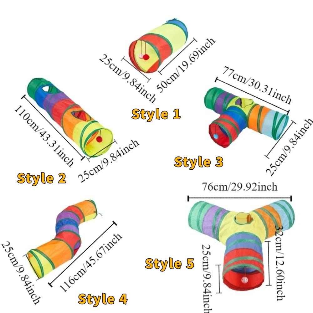 Colorful Folding Cat Tunnel Toys Breathable Kitty Training Toy Pet Collapsible Tube Toy  Training