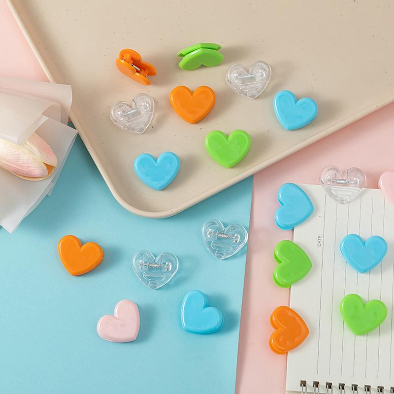10Pcs Heart Shape Bulldog Grip Clips Food Bag Sealing Clamp Paper File Ticket Binder Photo Organizer Kitchen Office School