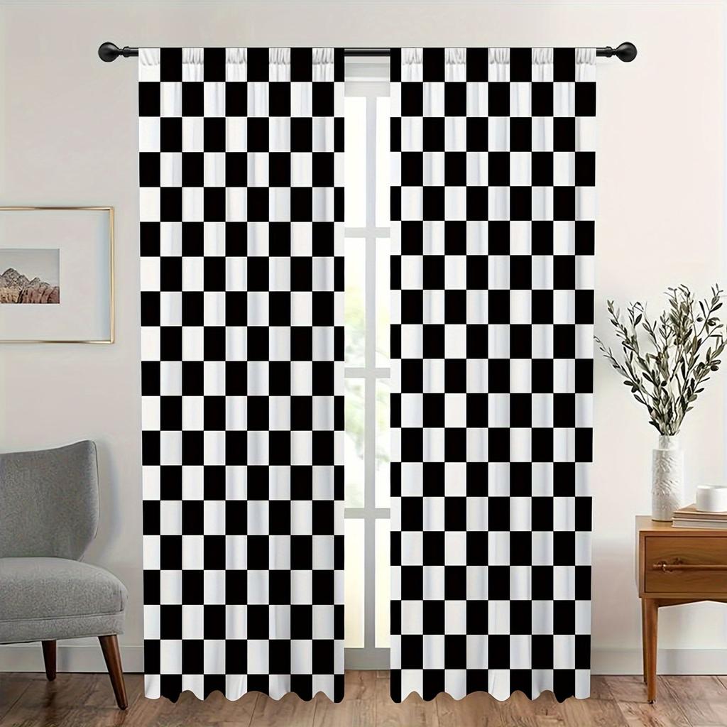 2 Pieces of Retro Blackout Curtains-polyester Grommet Curtains-machine Washable Filter Translucent   Suitable for Home Decoration