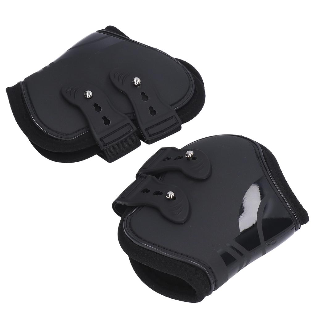 2Pcs Horse Tendon Boots Set Sturdy Adjustable PU Shell Tendon Guard Boots for HorsesBlack Hind Legs