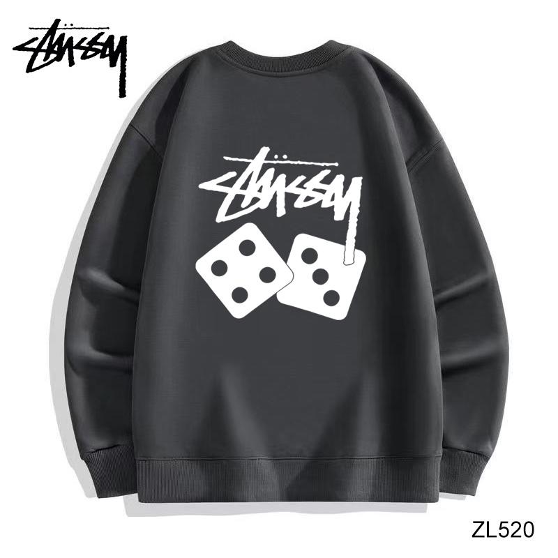 

Stussy Winter High Quality Cotton Silver Fox Fleece Warm Round Neck Sweater Flat Dice Print Couple Sweater