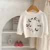 2025 Autumn Baby Girl Knitted Floral Embroidery Sweater Pullover