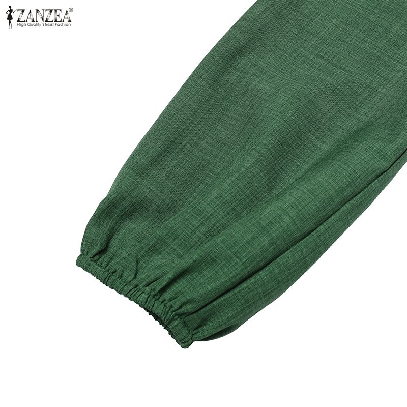 ZANZEA Lässiges Kleid mit Umlegekragen und langen Ärmeln für Damen