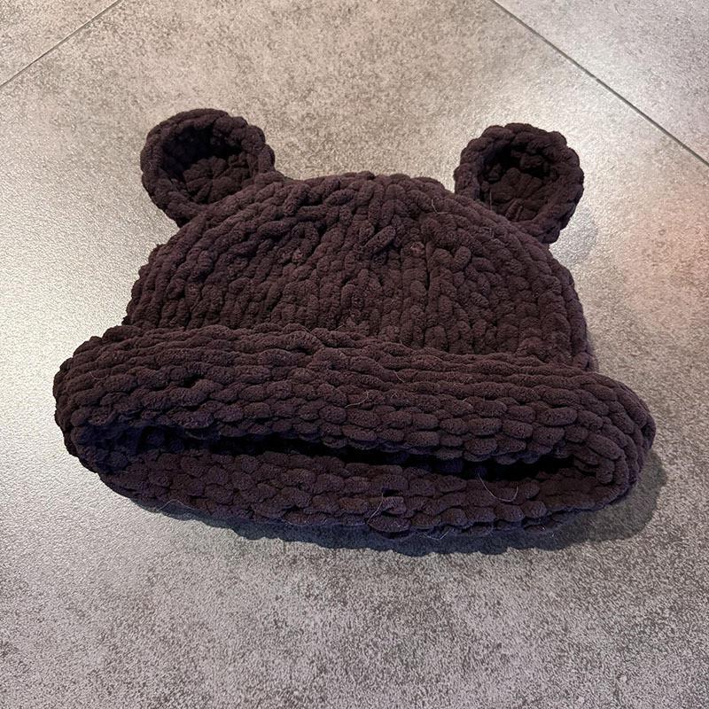 Solid Knitting Color Little Bear Ears Knit Wool Hats Women Fall Winter Wear