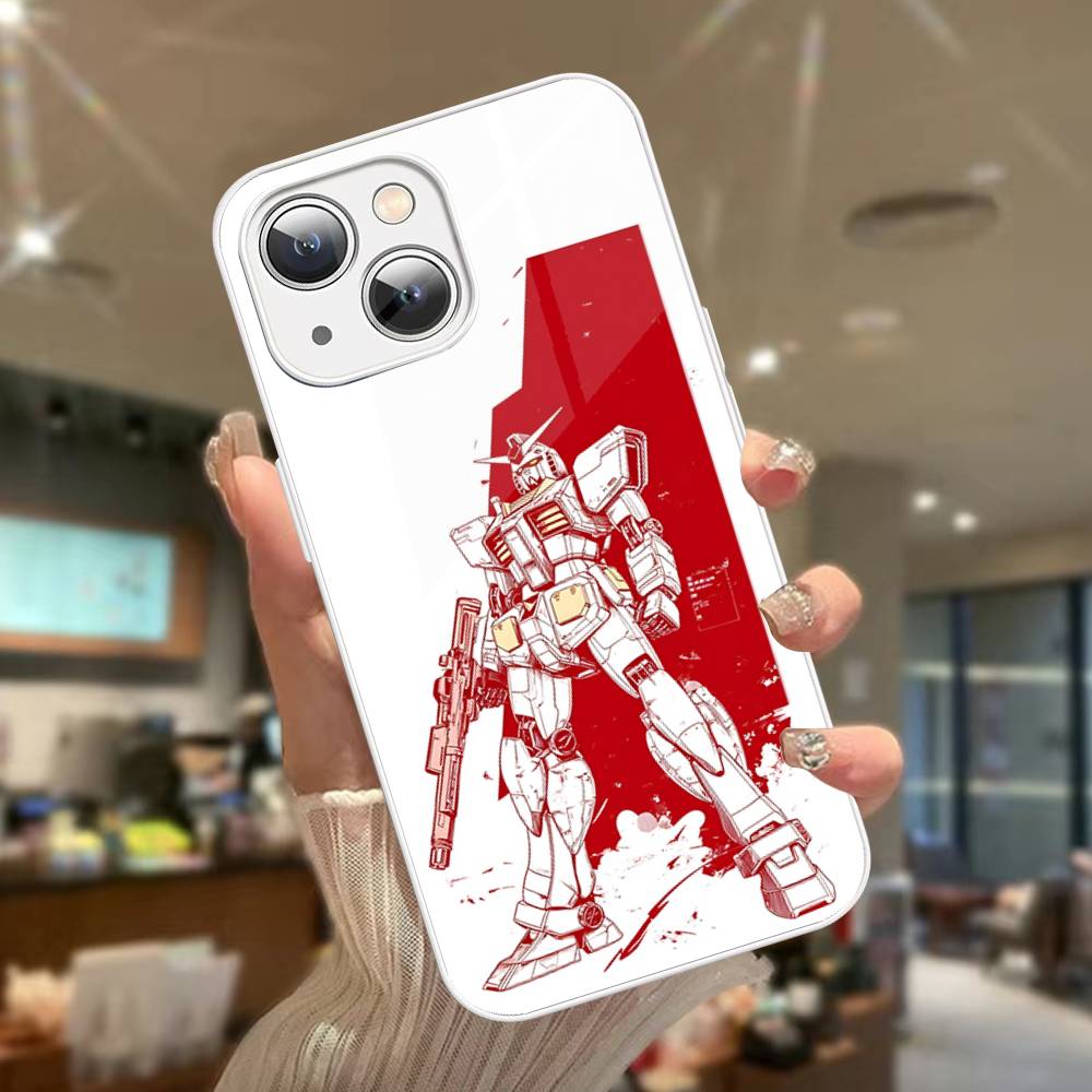 Cartoon G-Gundams For IPhone 14 13 12 Mini 11 Pro XS Max X XR 14 Plus Tempered Glass Cover