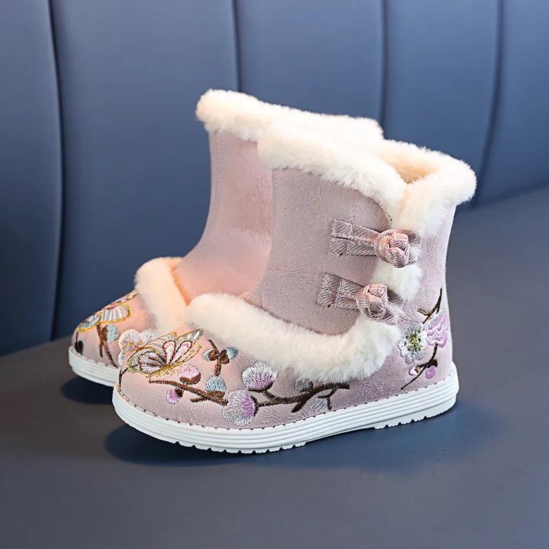 Zapatos Niña Kid Snow Boot Winter Girl Ethnic Cotton Shoe High Top Plush Princess Boot New Year Hanfu Shoe Kid Shoe Antique Shoe