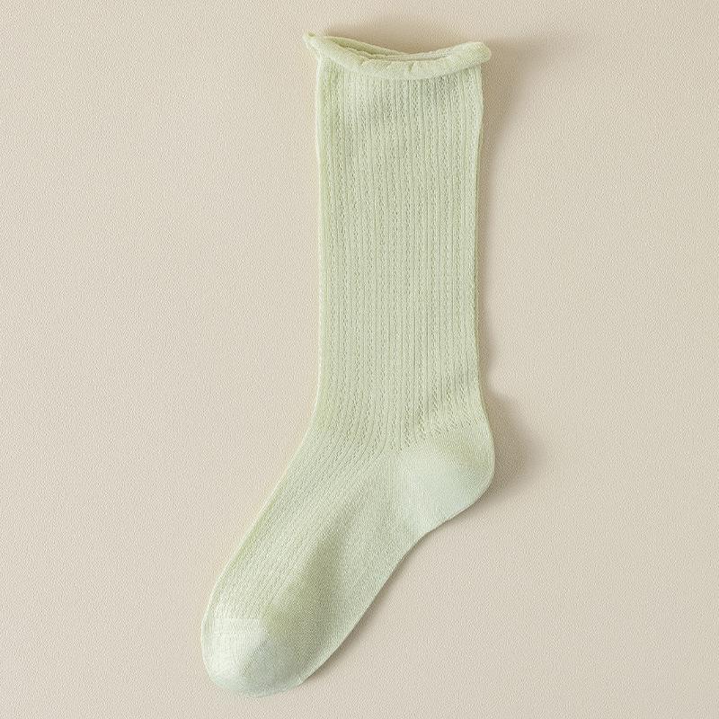 Female Spring and Summer Thin Mesh Moon Son Boneless Curled Edge Loose In The Tube Pile Socks