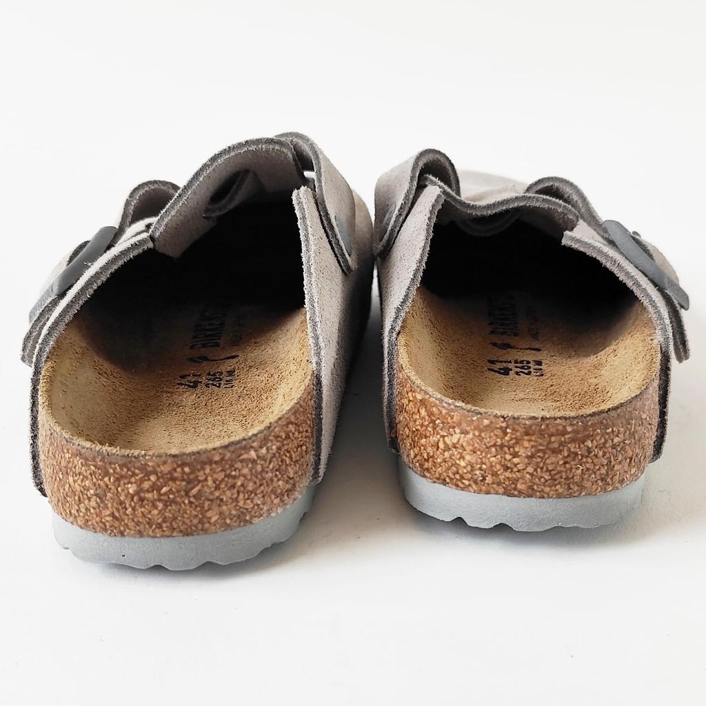 Birkenstock Boston Sandalen für Herren und Wildleder Schmal 1027751 Stone Coin Japanischer Schuh Damen, Leder, Passform, (Steinerne Münze, Größen, Erwachsene, Numerisch, 24.0 cm)