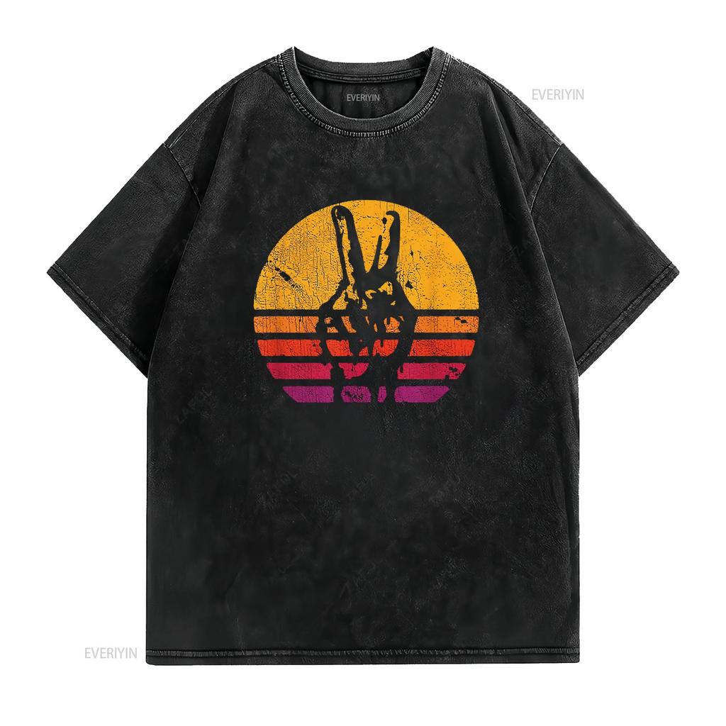 Womens Retro Peace T Shirt Love 60 S 70 Hippie Inspired Vintage Washed Breathable Top For Everyday Wear Stretched Slightly
