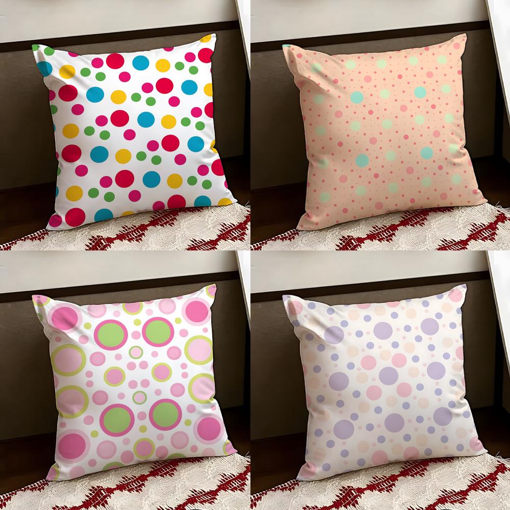 Dizzying polka dot Cushion Cover Reversible Soft Durable Pillow Cover Home Car MultiScene Use for Daily Comfort