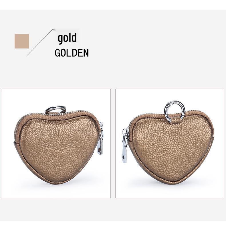 Mini Genuine Leather Coin Purse for Ladies - Top Layer Cowhide Storage Pouch with Zipper and Pendant