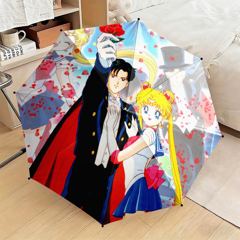 Japanese style Cute cartoon theme Sailor Moon Tsukino Usagi cartoon Umbrella Portable Home Essential Travel Outdoor Iron Multi functional Umbrella B1