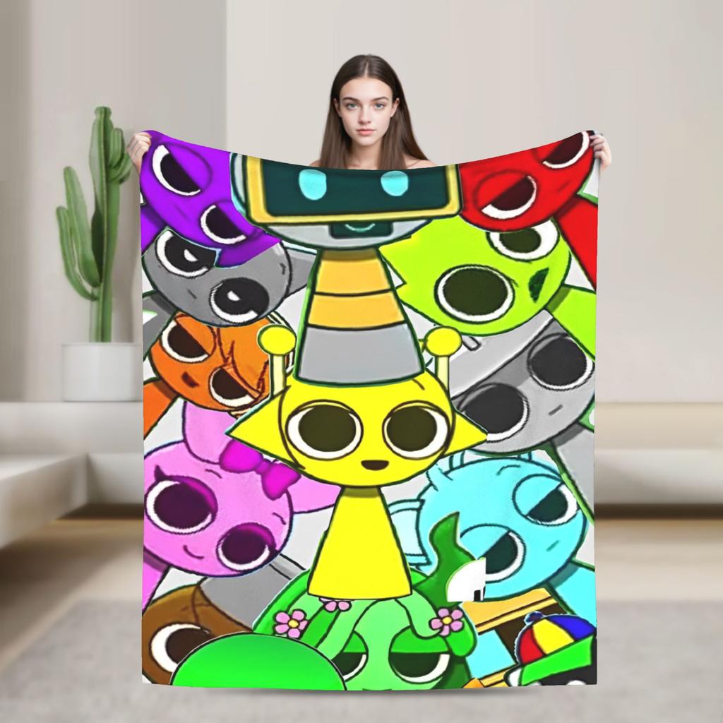 Sprunkis Plush Blanket Cartoon Game  Awesome Throw Blankets for  Sofa Bedding Lounge 150*125cm Plush Thin Quilt