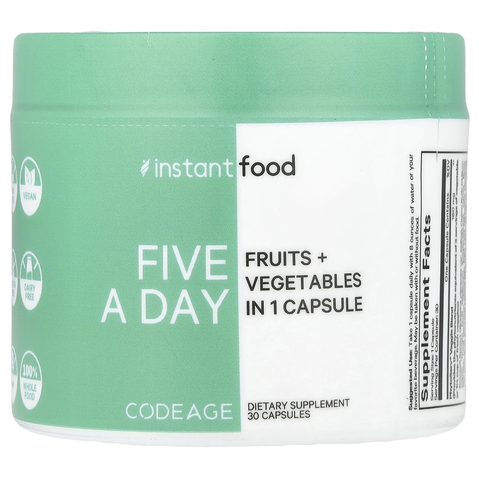 

Five A Day, Fruit + Vegetable, 1 Capsule, 30 Capsules
