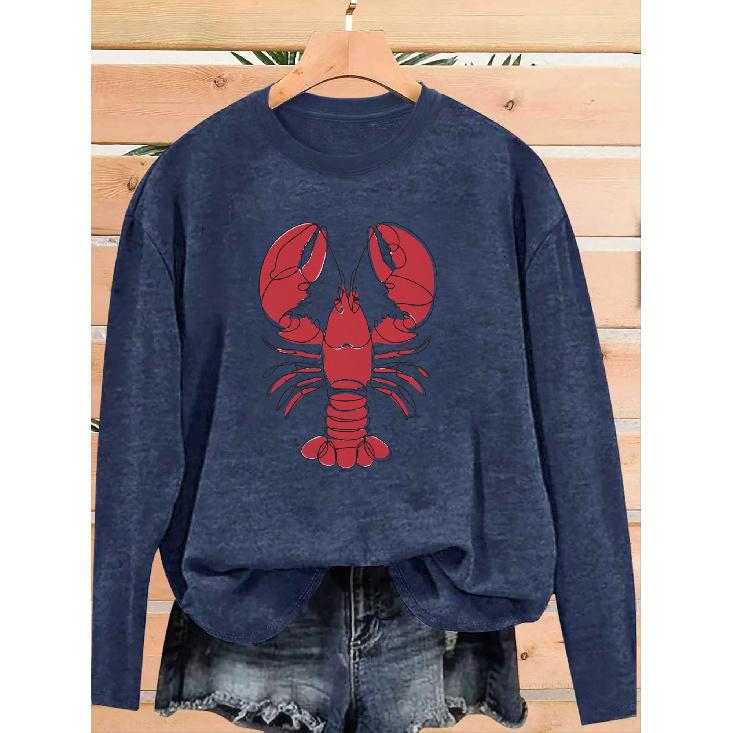 Women's Casual Sports Long Sleeve The Crab Pattern Design, with Its Loose Fit, Is Comfortable and Suitable for Young People's Daily Wear, Ideal for