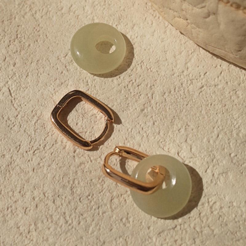 Elegant Imitation Hotan Jade Hoop Earrings for Women Temperament Party Earring Jewelry Gifts