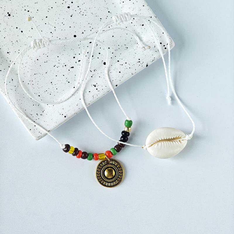 Европейско-американский пляжный браслет на лодыжку из ракушек и бирюзы