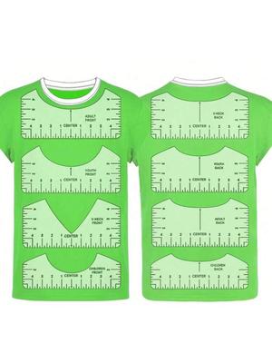 T-Shirt Ruler Guide - Transparent Alignment Tool for Perfect Vinyl & Heat Transfer Placement (V-Neck & Round Neck, Fits All Sizes)