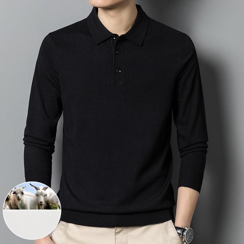 

New Autumn And Winter Men s Woolen Cardigan, Solid Color Lapel Bottoming Shirt, Sweater, Sweater, Men s Top, Men s Clothing 4XL чорний